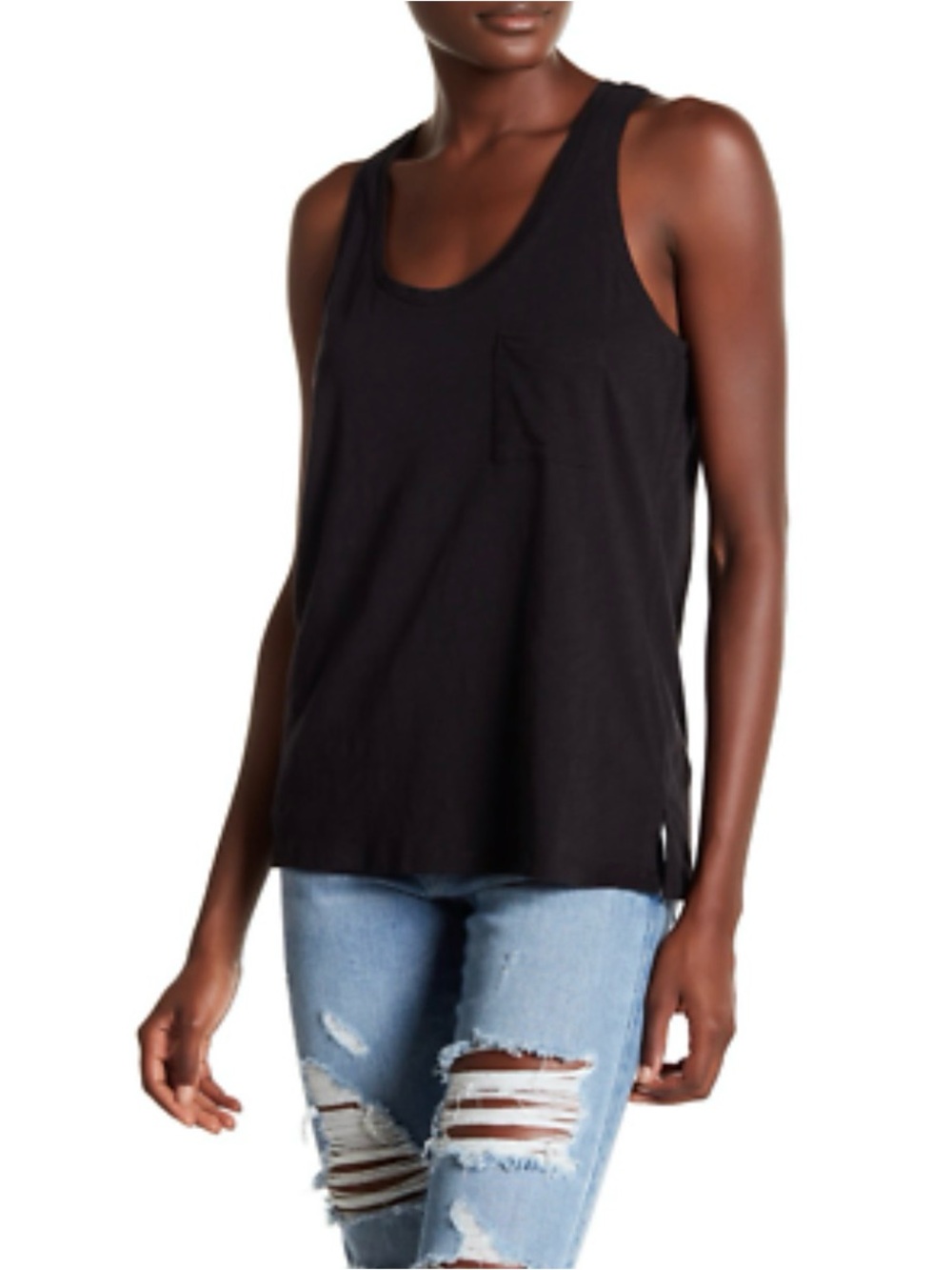 Madewell Black Scoop Neck Tank with Pocket